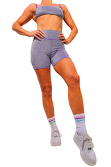 Glitter Purple Bikini Top / Biker Shorts / Scrunchie Bundle