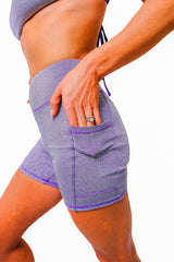 Glitter Purple Bikini Top / Biker Shorts / Scrunchie Bundle