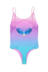 Festy Besty X Yoko Honda Miami One-Piece Swimsuit Reversible Miami Drive Pink/Teal Ombre