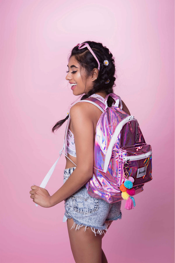 Festy Besty Time Traveler Backpack Bubblegum Pink Holographic