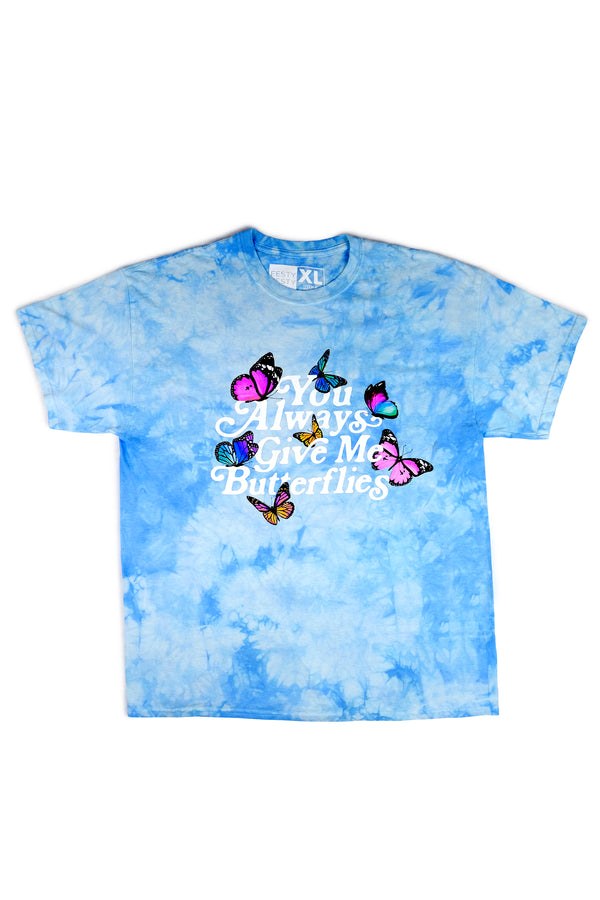 Butterflies Crystal Wash Tie Dye T-Shirt