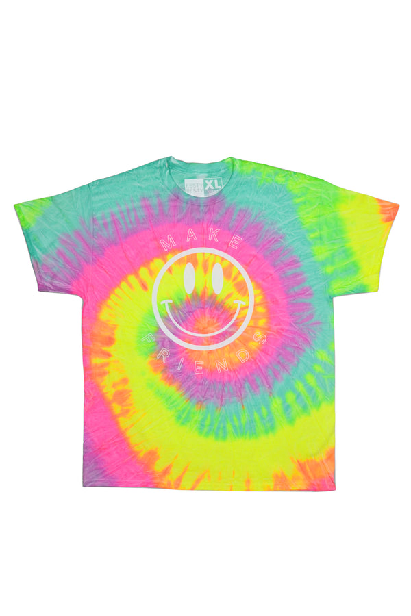 Festy Besty Make Friends T-Shirt Neon Tie Dye