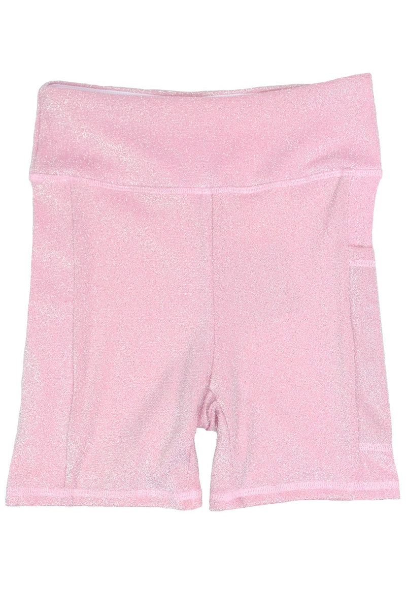 Glitter Pink Bikini Top / Biker Shorts / Scrunchie Bundle