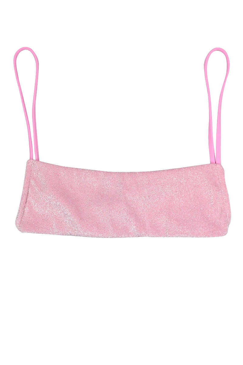Glitter Pink Bikini Top / Biker Shorts / Scrunchie Bundle