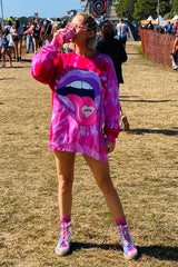 Festy Besty - Love Is A Drug Worth Taking Pink Tie Dye Crewneck | Okeechobee Music Festival