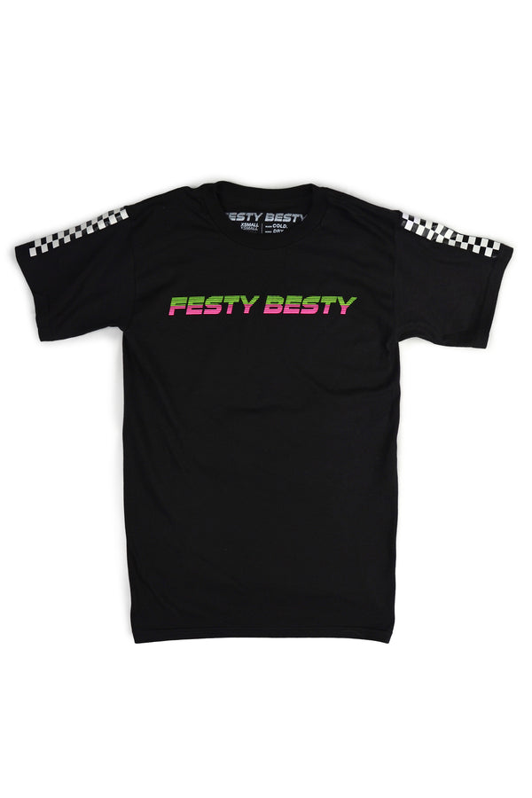 Festy Besty MotoSport[001] 3M Reflective T-Shirt Black/Pink/Green