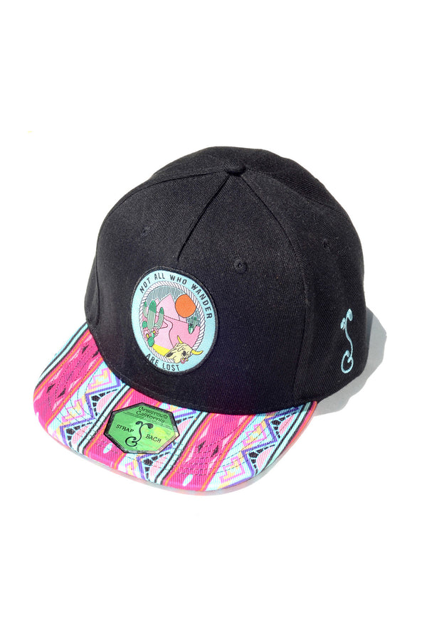 FESTY BESTY X Grassroots California Not All Who Wander Hat Black/Pink/Teal